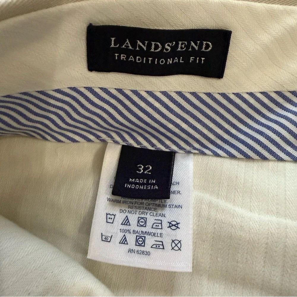 Lands’ End‎ Men’s 32x32 Traditional Fit Chino Pants Khaki 100% Cotton